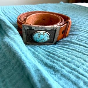 Vintage turquoise leather belt